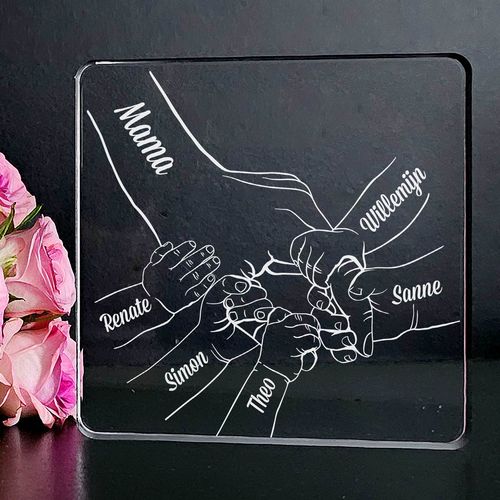 Familiehanden Op Plexi Glas - Bella Mia