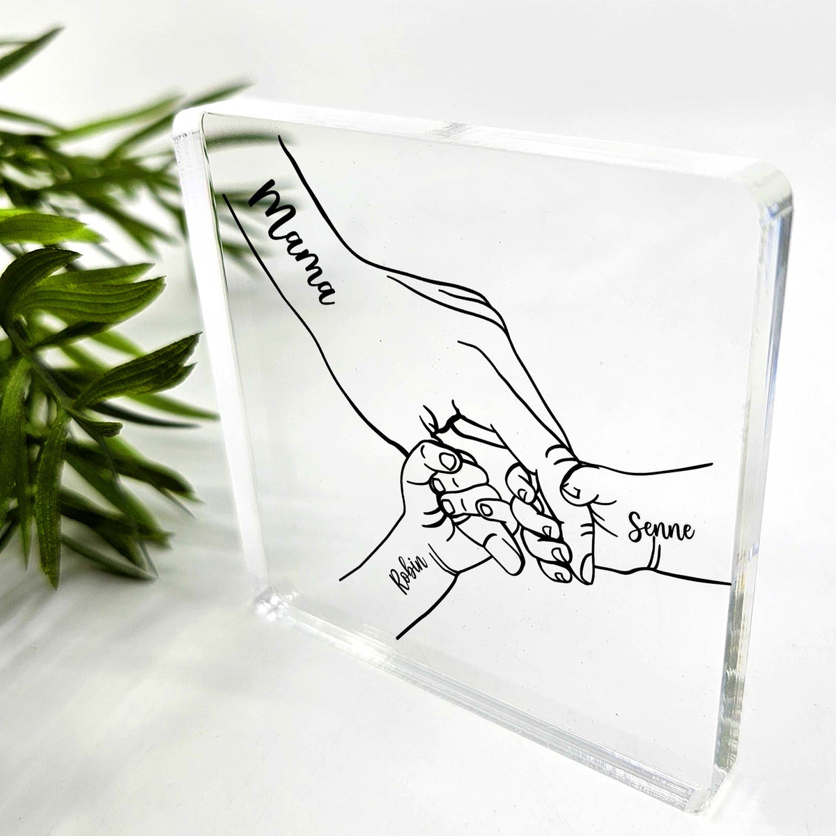 Familiehanden Op Plexi Glas Plaque - Bella Mia