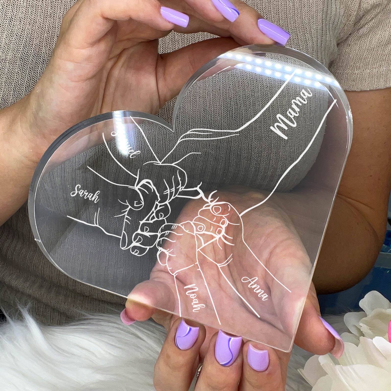 Familiehanden - Plexiglas Hart - Bella Mia