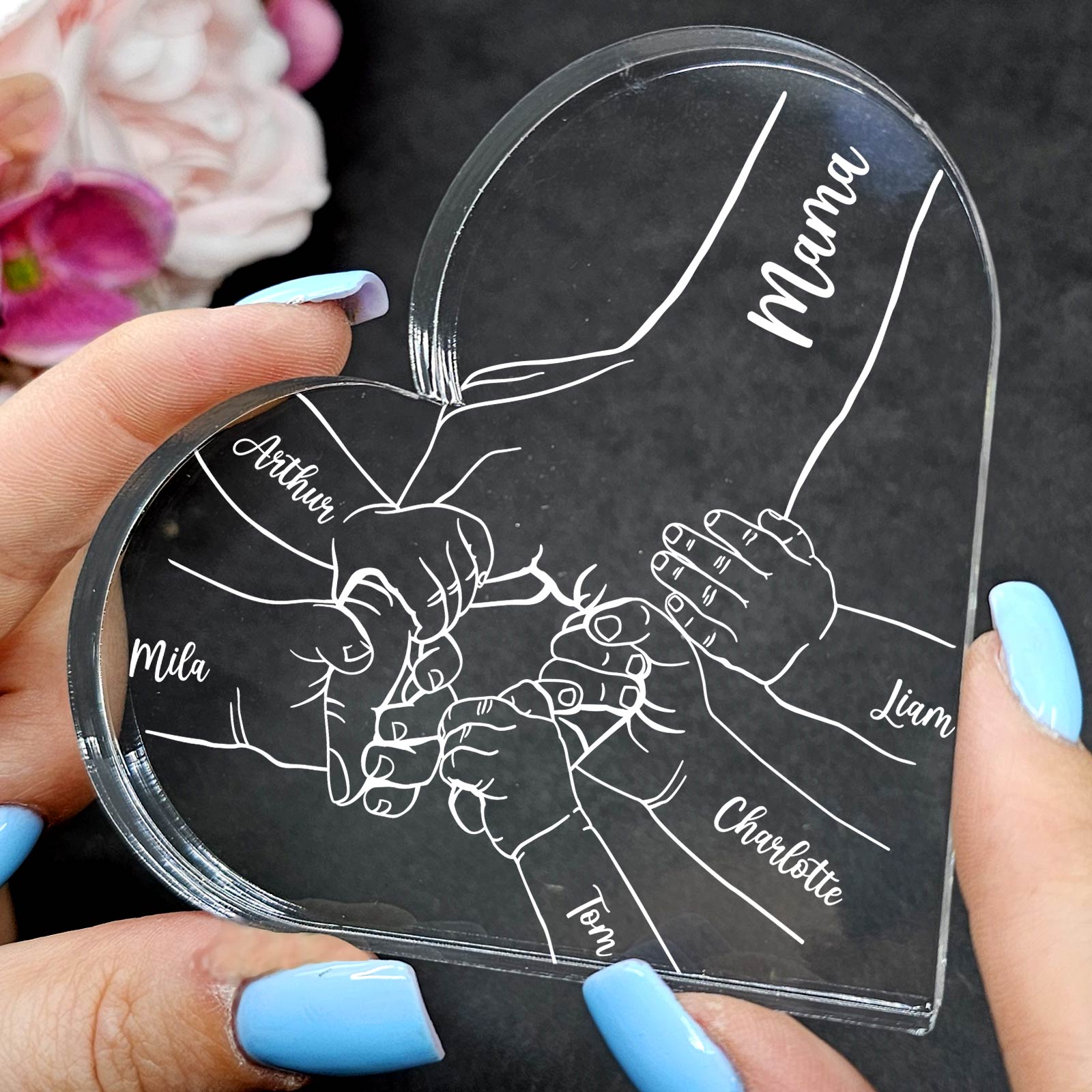 Familiehanden - Plexiglas Hart - Bella Mia