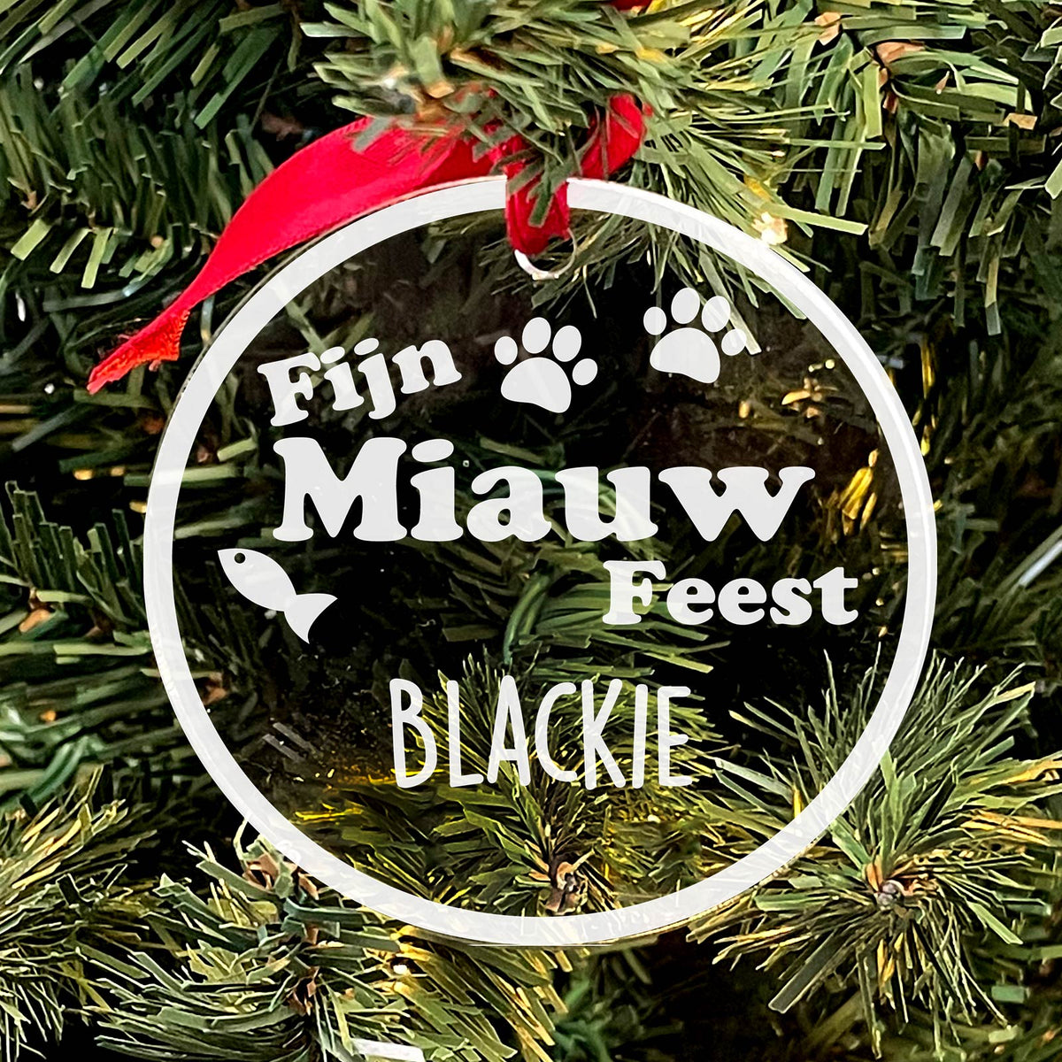 Fijn MIAUW Feest! Plexiglas Kerstbal - Bella Mia