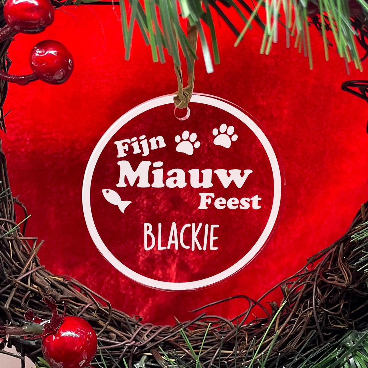 Fijn MIAUW Feest! Plexiglas Kerstbal - Bella Mia