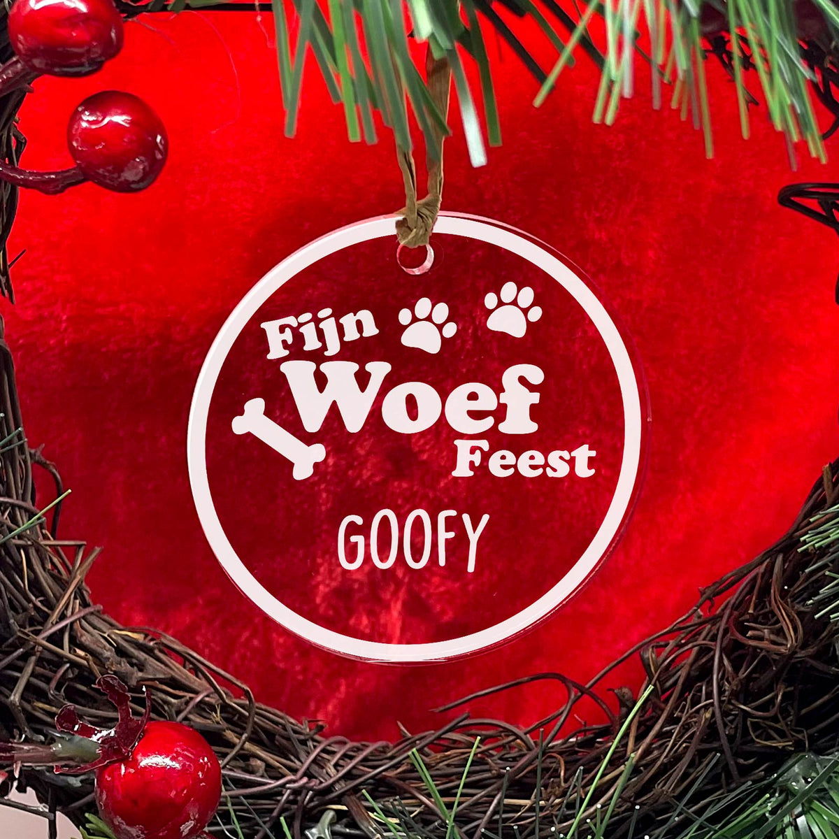 Fijn WOEF Feest! Plexiglas Kerstbal - Bella Mia