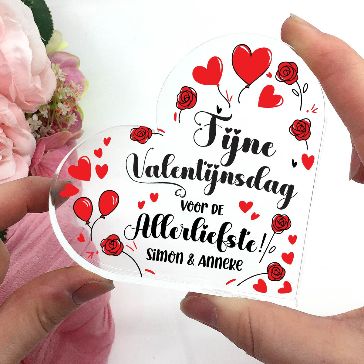 Fijne Valentijnsdag! - Plexiglas Hart - Bella Mia