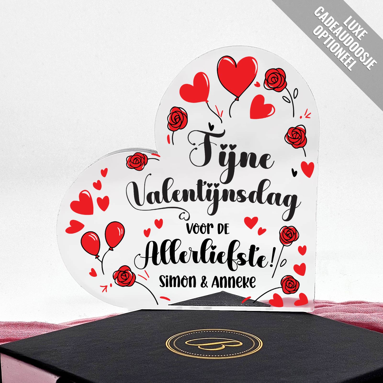 Fijne Valentijnsdag! - Plexiglas Hart - Bella Mia