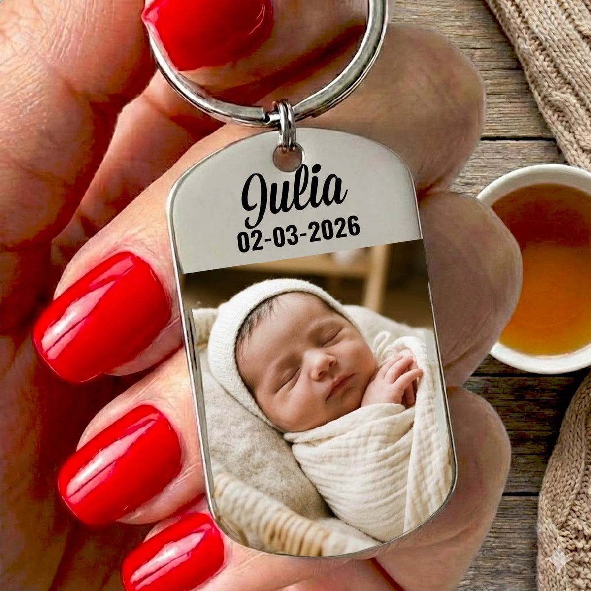 Fotosleutelhanger Geboorte - Prachtig kraamcadeautje - Bella Mia