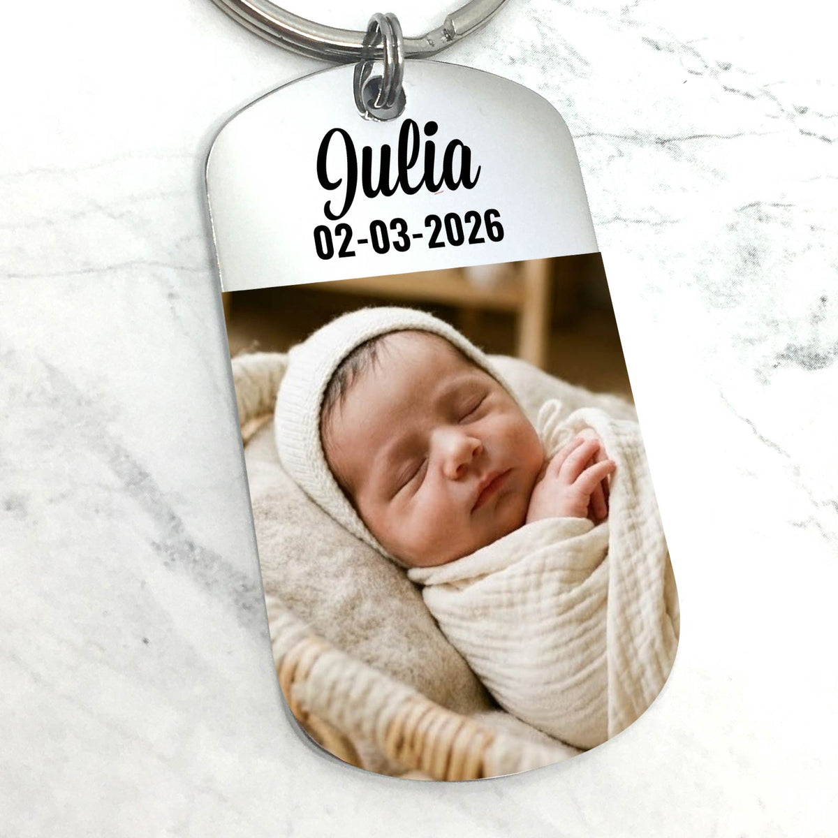 Fotosleutelhanger Geboorte - Prachtig kraamcadeautje - Bella Mia