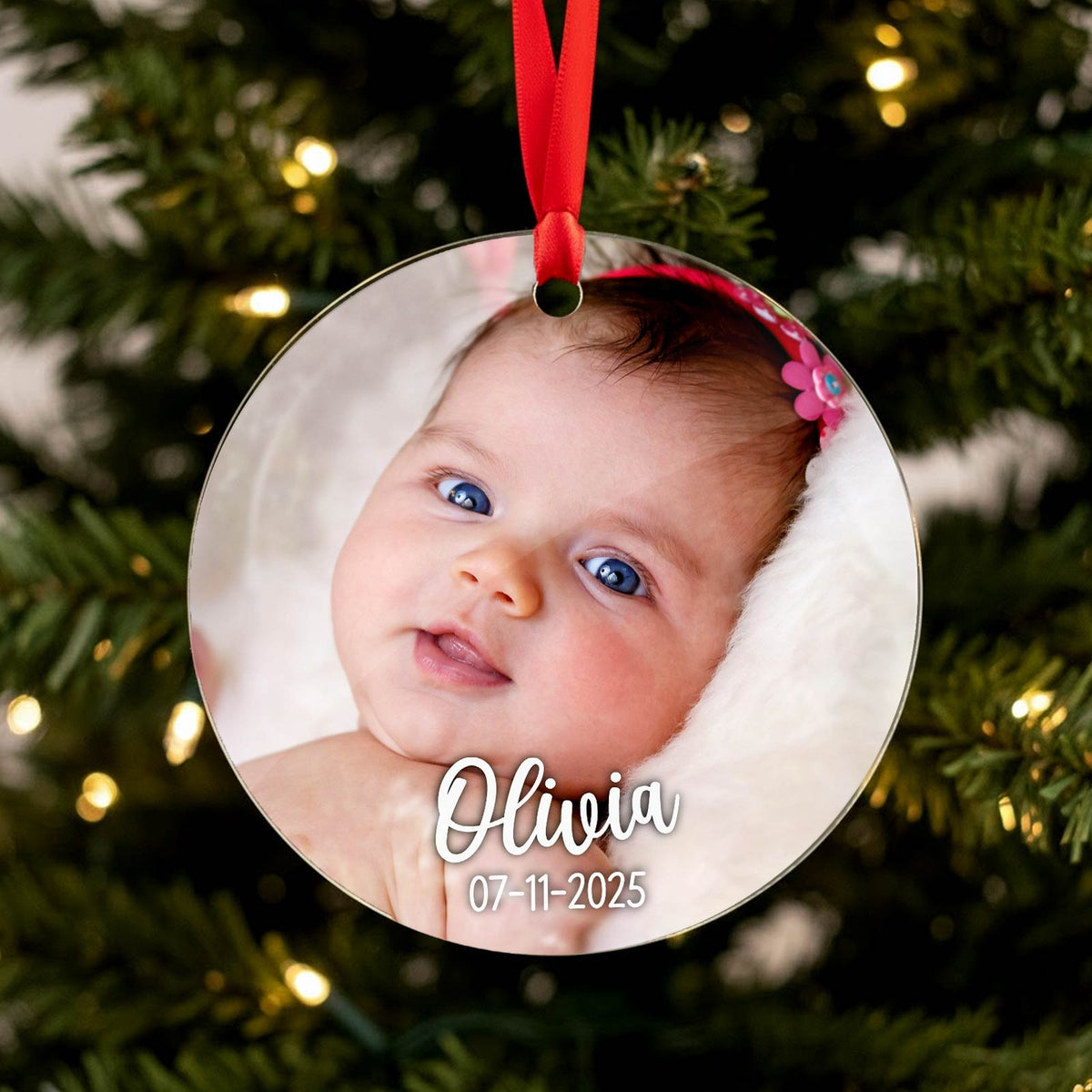 Geboortekerstbal met foto - Bella Mia