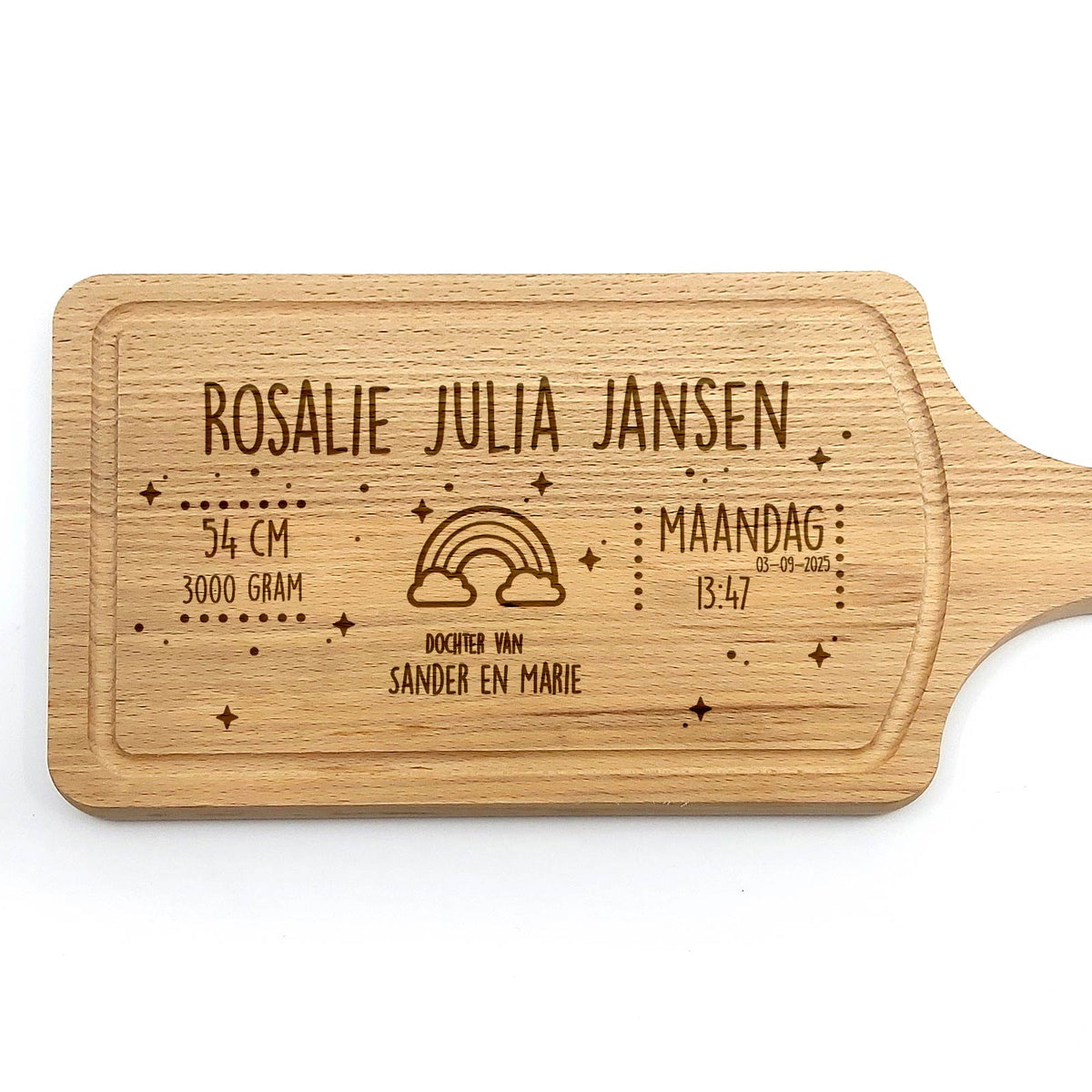 Geboorteplank Met Regenboog Snijplank - Bella Mia