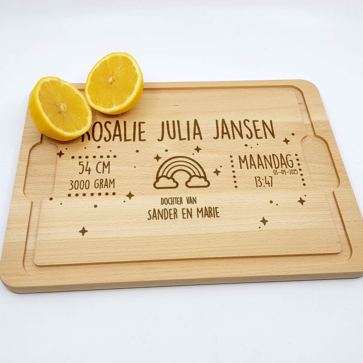 Geboorteplank Met Regenboog Snijplank - Bella Mia