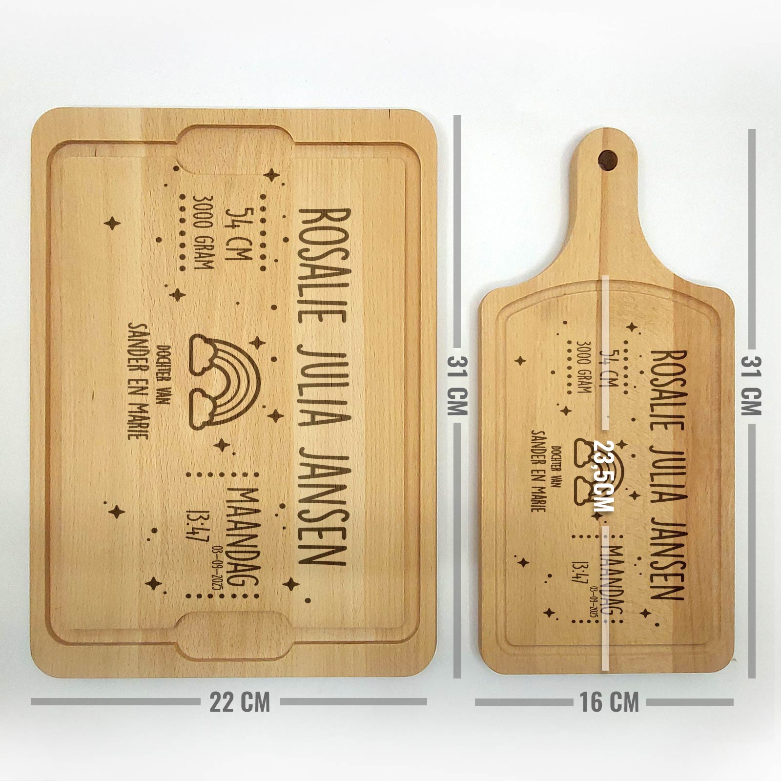 Geboorteplank Met Regenboog Snijplank - Bella Mia