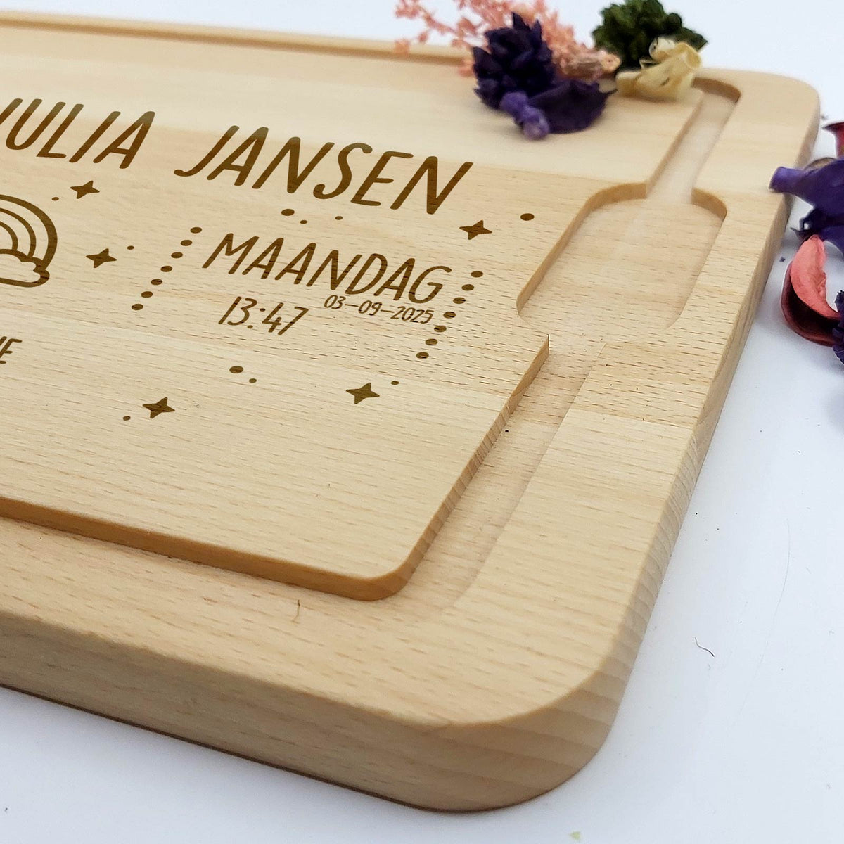 Geboorteplank Met Regenboog Snijplank - Bella Mia