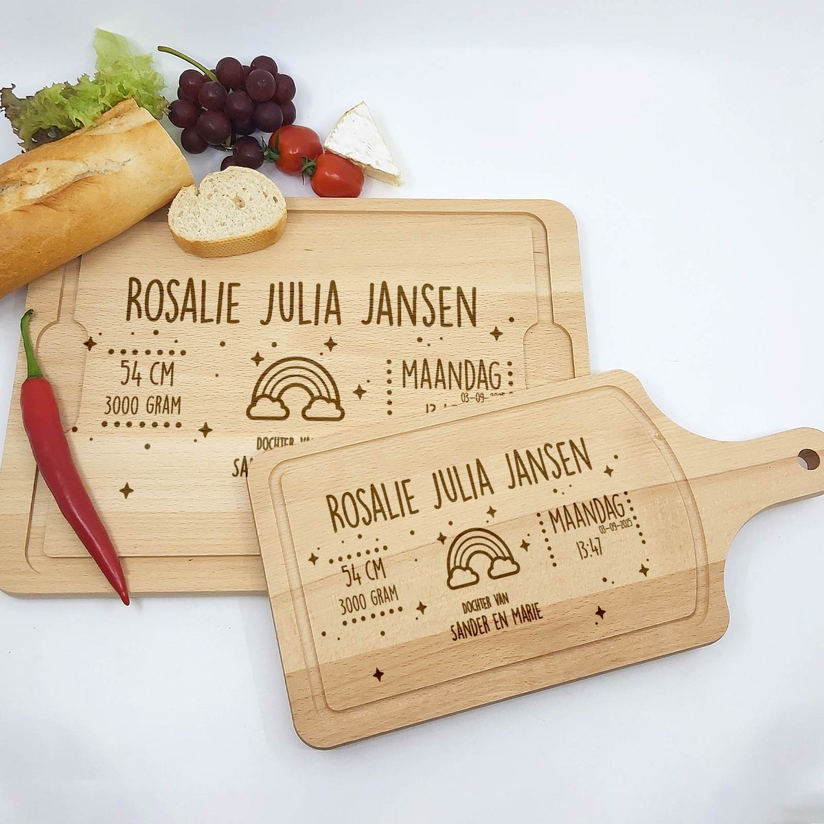 Geboorteplank Met Regenboog Snijplank - Bella Mia