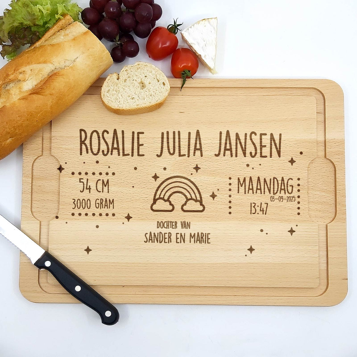 Geboorteplank Met Regenboog Snijplank - Bella Mia