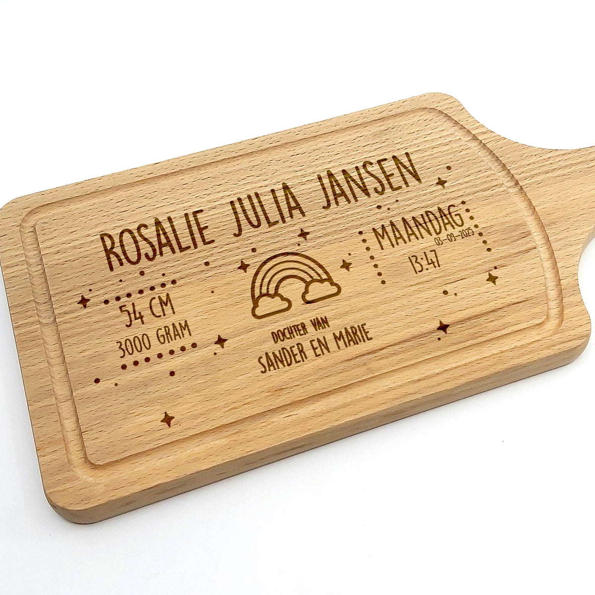 Geboorteplank Met Regenboog Snijplank - Bella Mia
