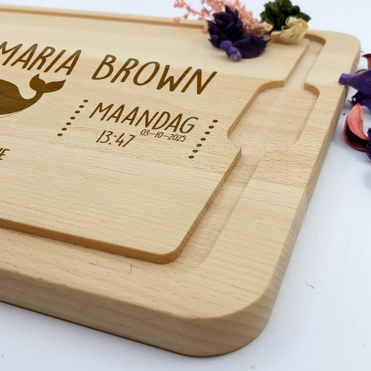 Geboorteplank Met Walvis Snijplank - Bella Mia