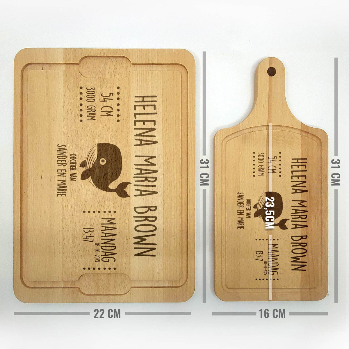 Geboorteplank Met Walvis Snijplank - Bella Mia