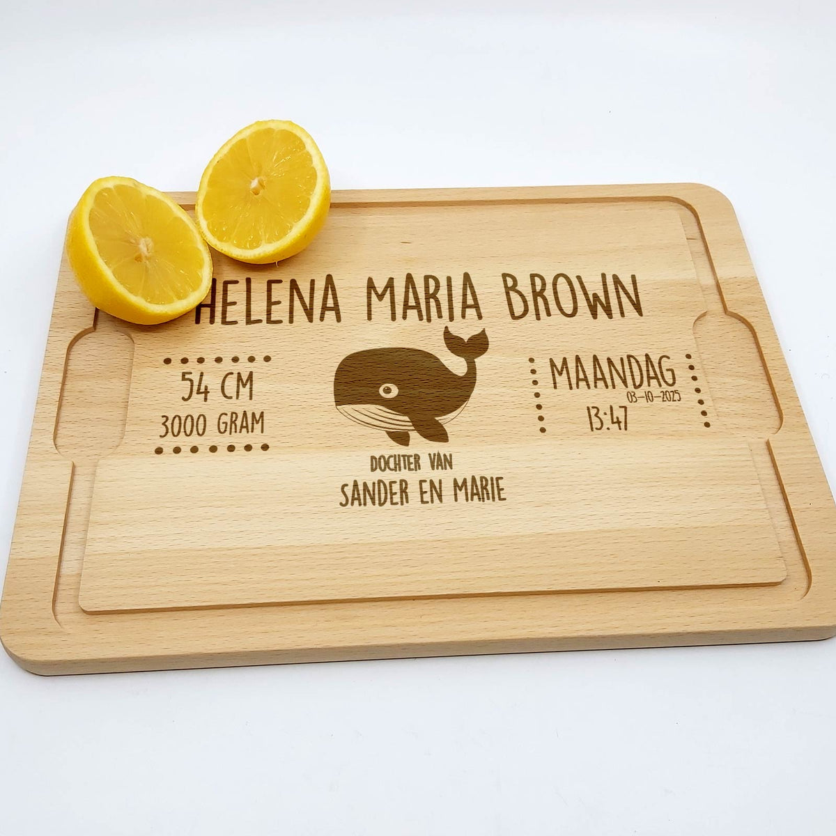 Geboorteplank Met Walvis Snijplank - Bella Mia