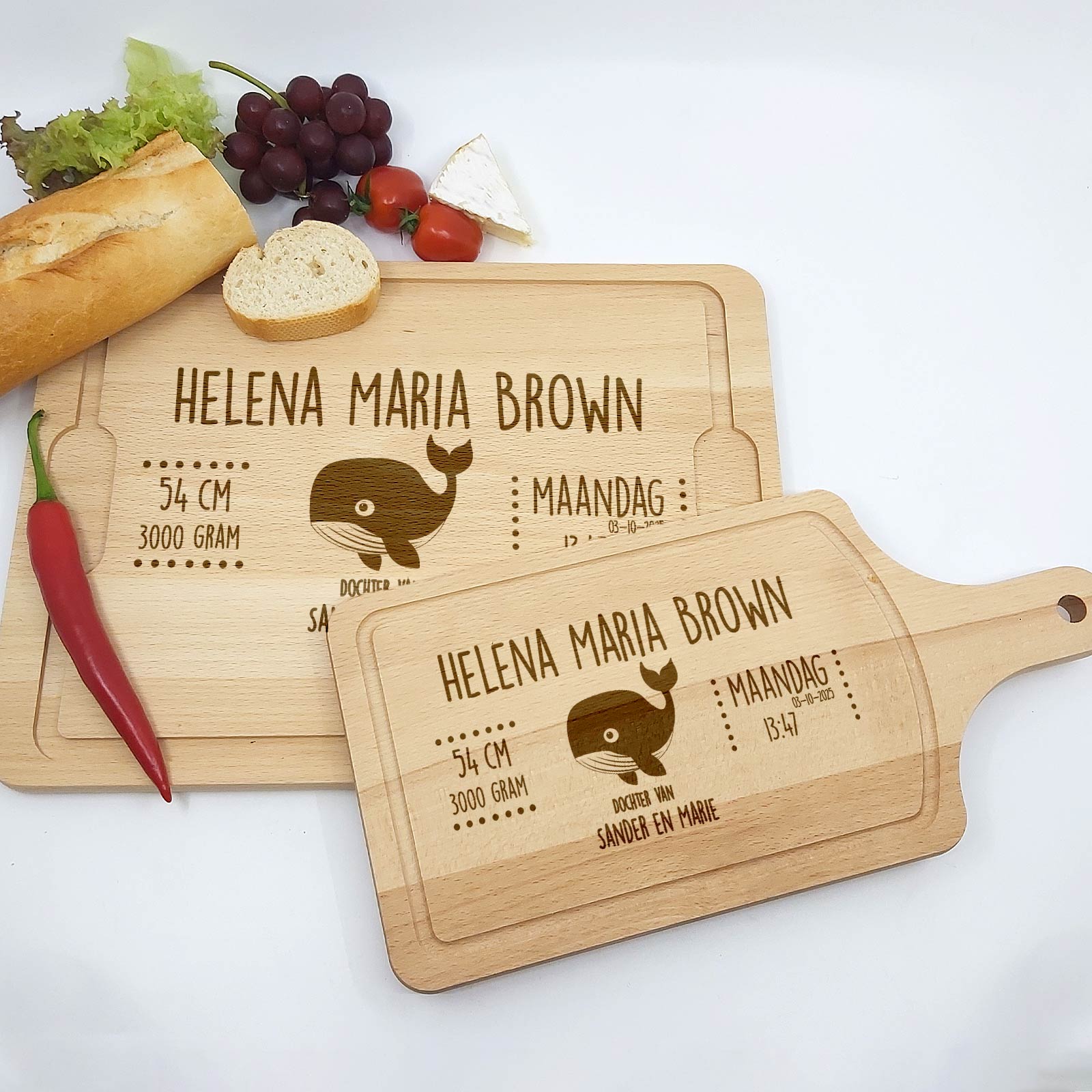 Geboorteplank Met Walvis Snijplank - Bella Mia