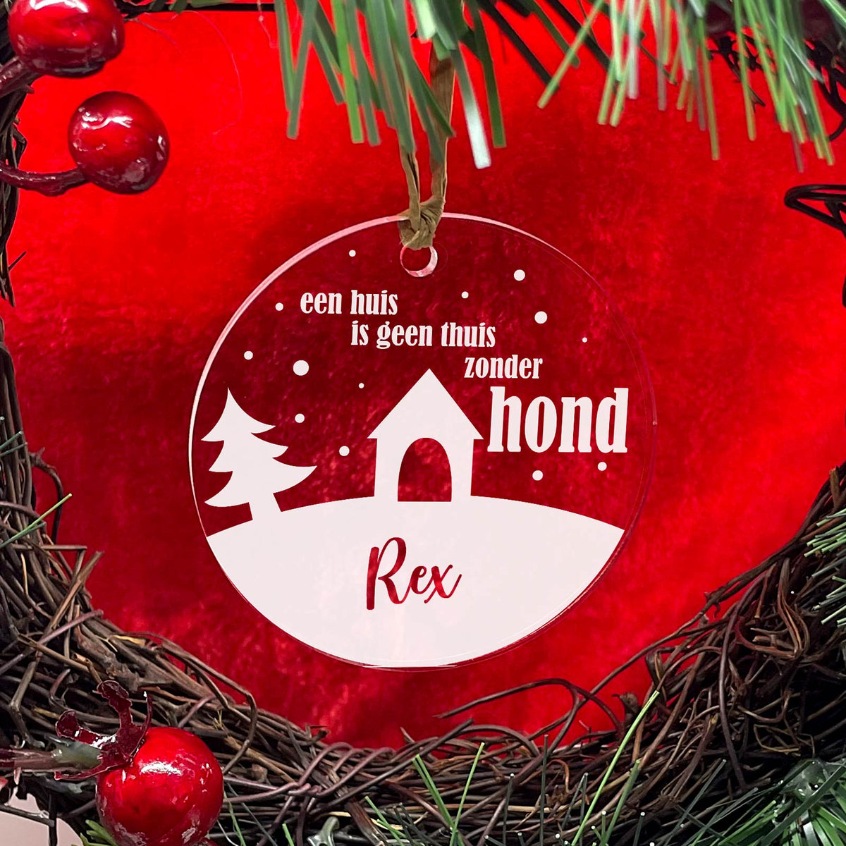 Geen Thuis Zonder Hond Plexiglas Kerstbal - Bella Mia