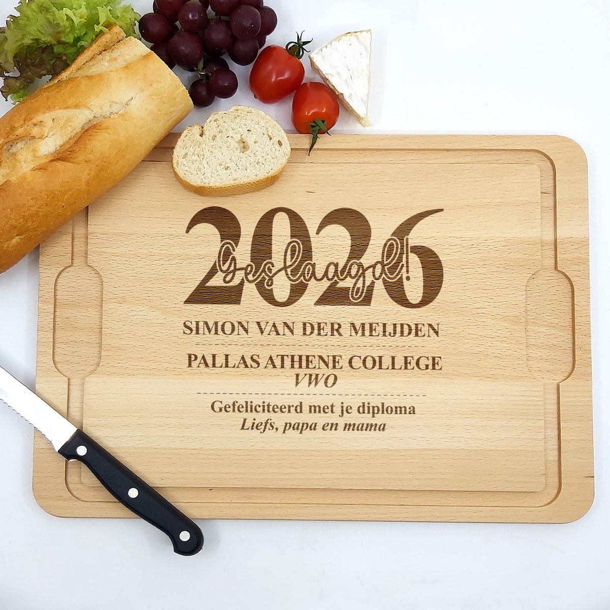 Gefeliciteerd met je diploma! - Snijplank\ - Bella Mia