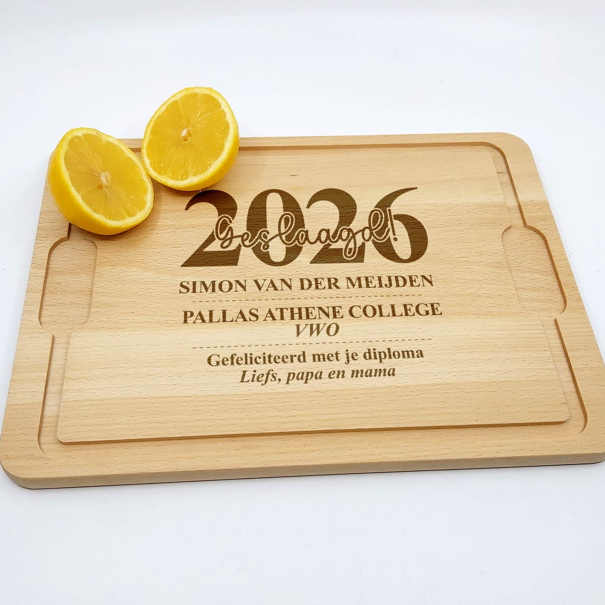Gefeliciteerd met je diploma! - Snijplank\ - Bella Mia