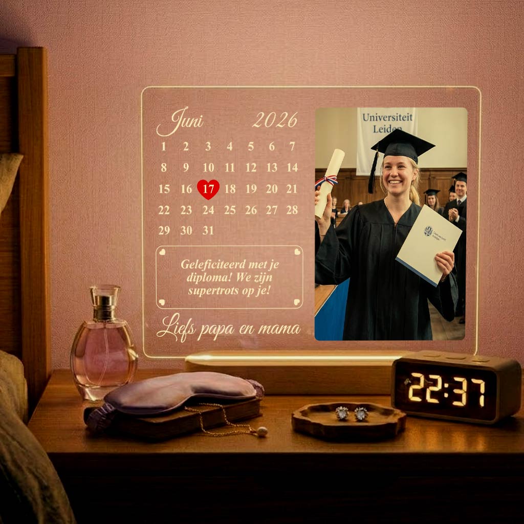 Geslaagd cadeau met kalender - Fotolamp - Bella Mia