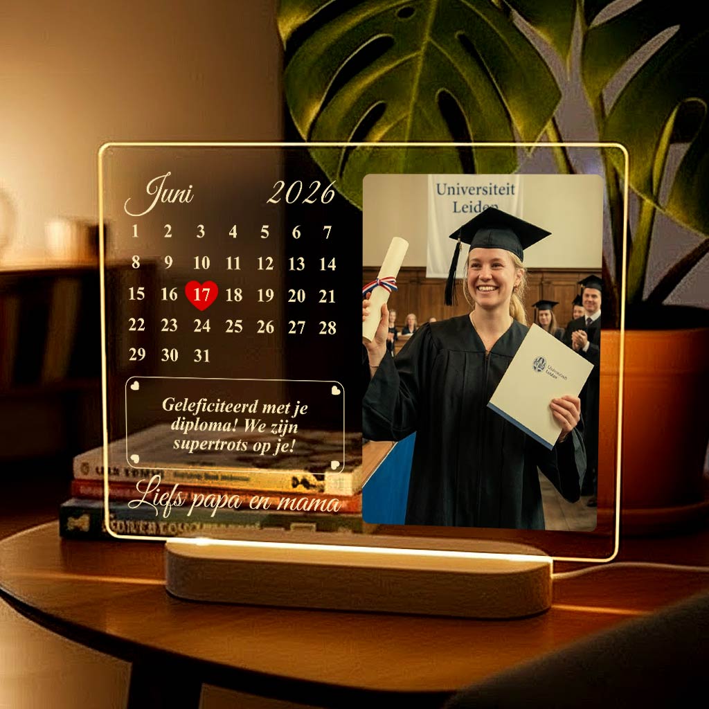 Geslaagd cadeau met kalender - Fotolamp - Bella Mia