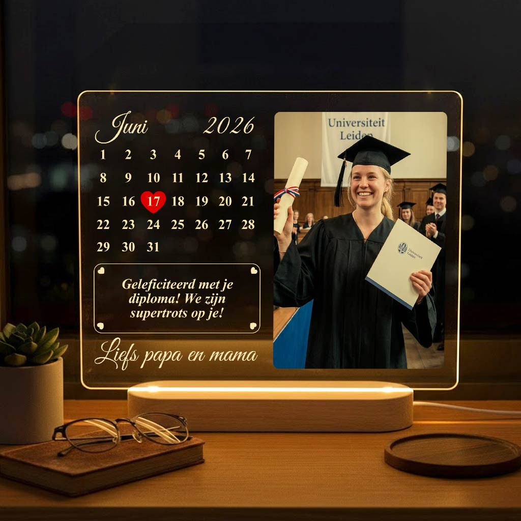 Geslaagd cadeau met kalender - Fotolamp - Bella Mia