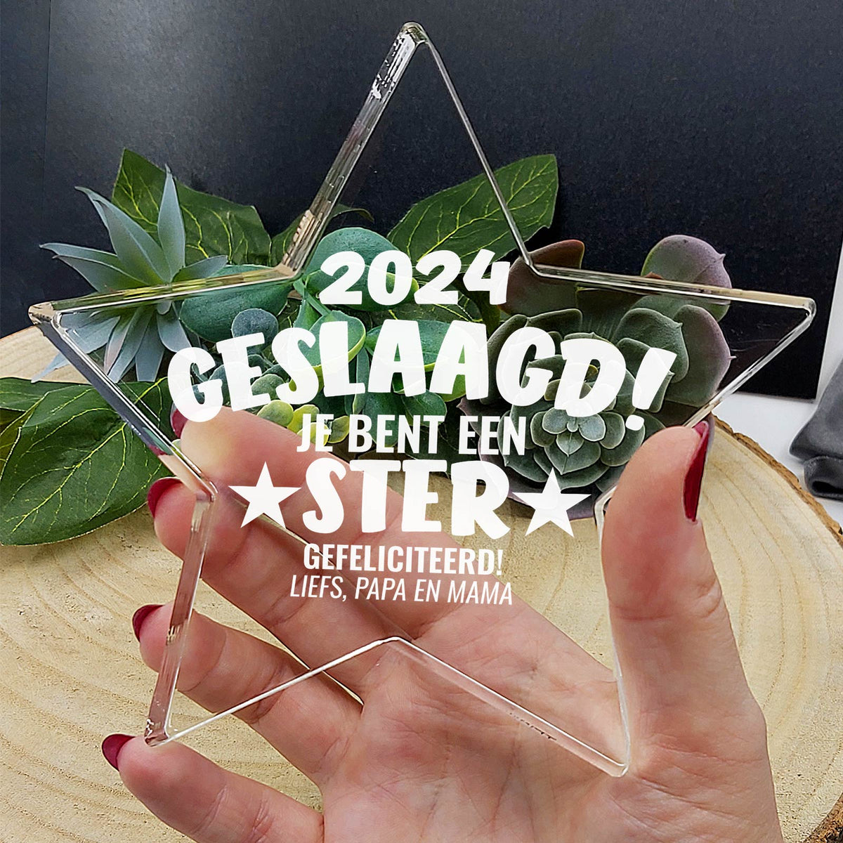 Geslaagd! Plexiglas Ster - Bella Mia