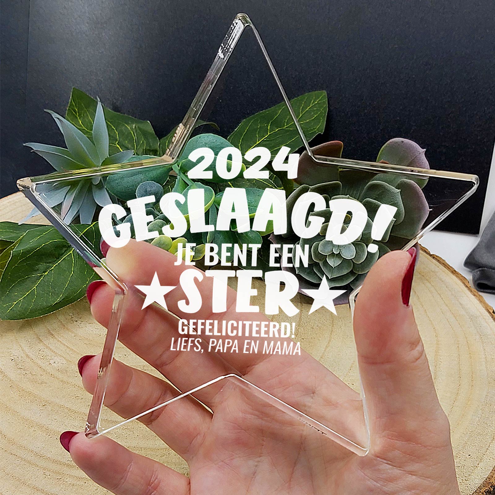 Geslaagd! Plexiglas Ster - Bella Mia