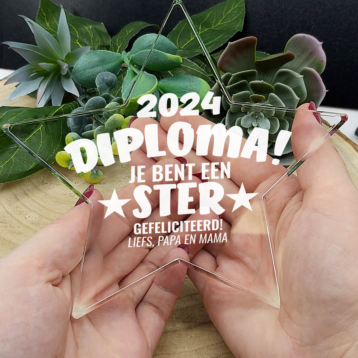 Geslaagd! Plexiglas Ster - Bella Mia