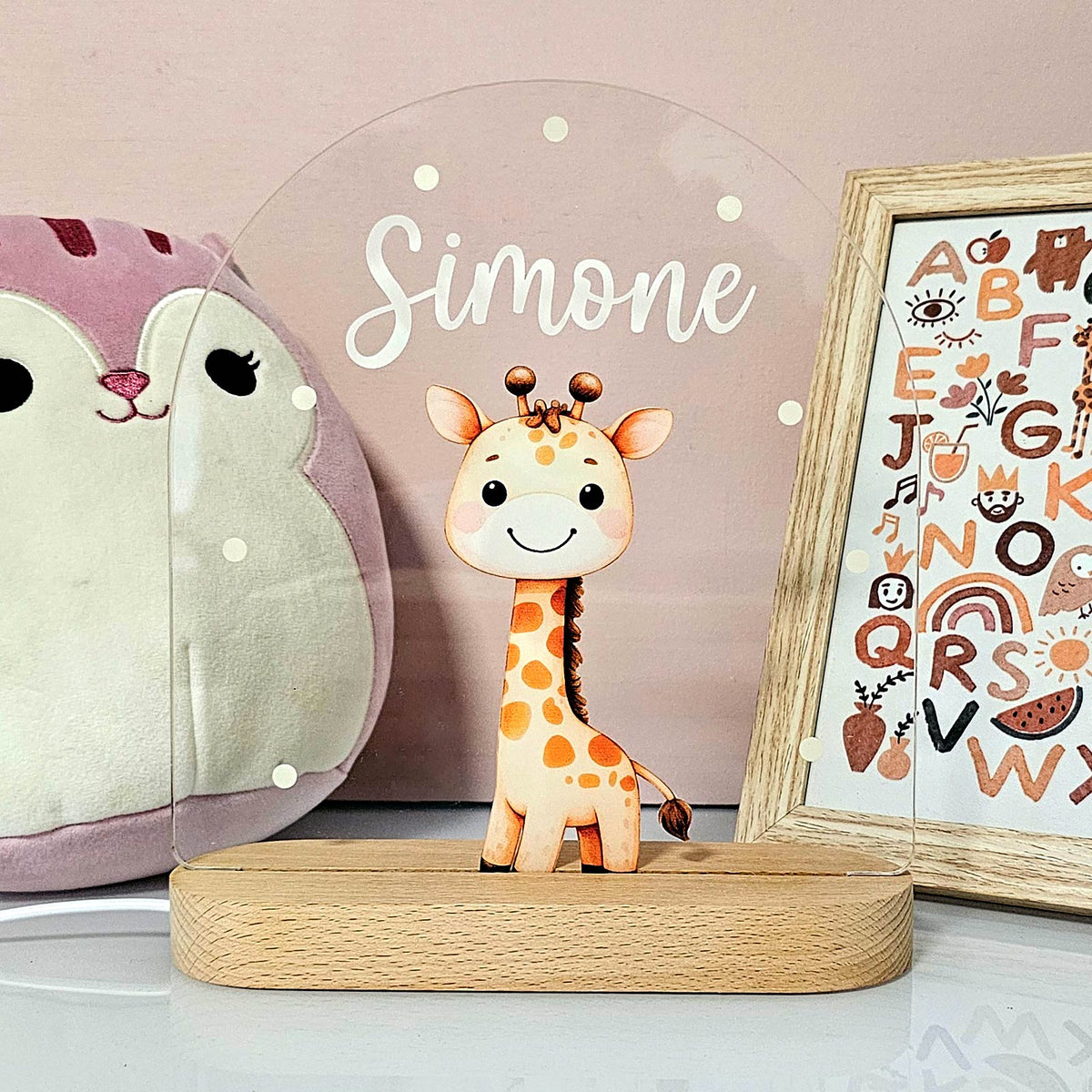 Giraf - Nachtlampje met eigen naam - Bella Mia