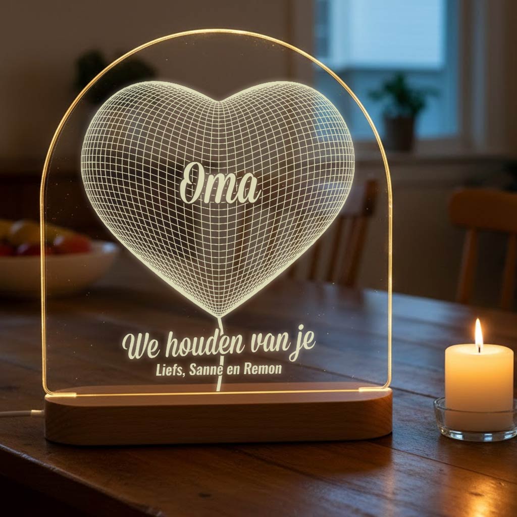 Hart Ballonlampje met naam - Bella Mia