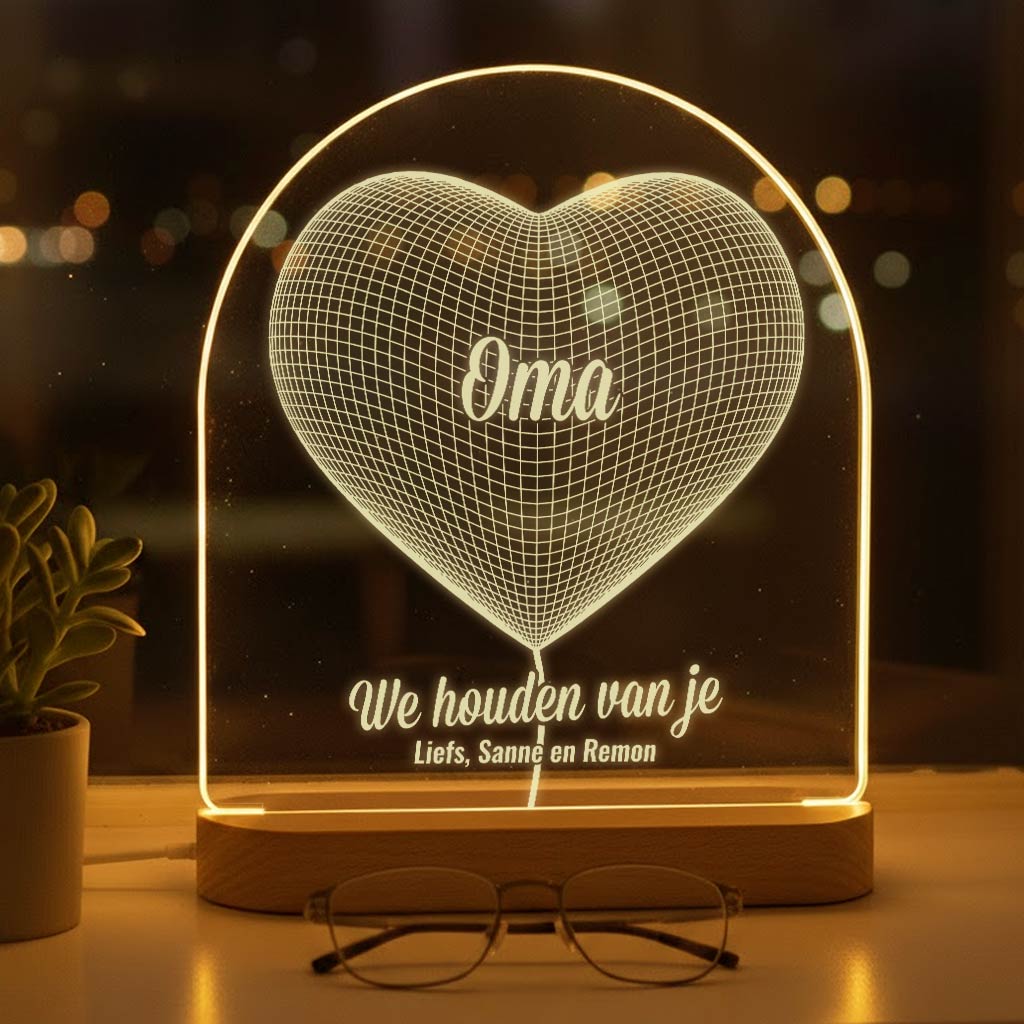 Hart Ballonlampje met naam - Bella Mia