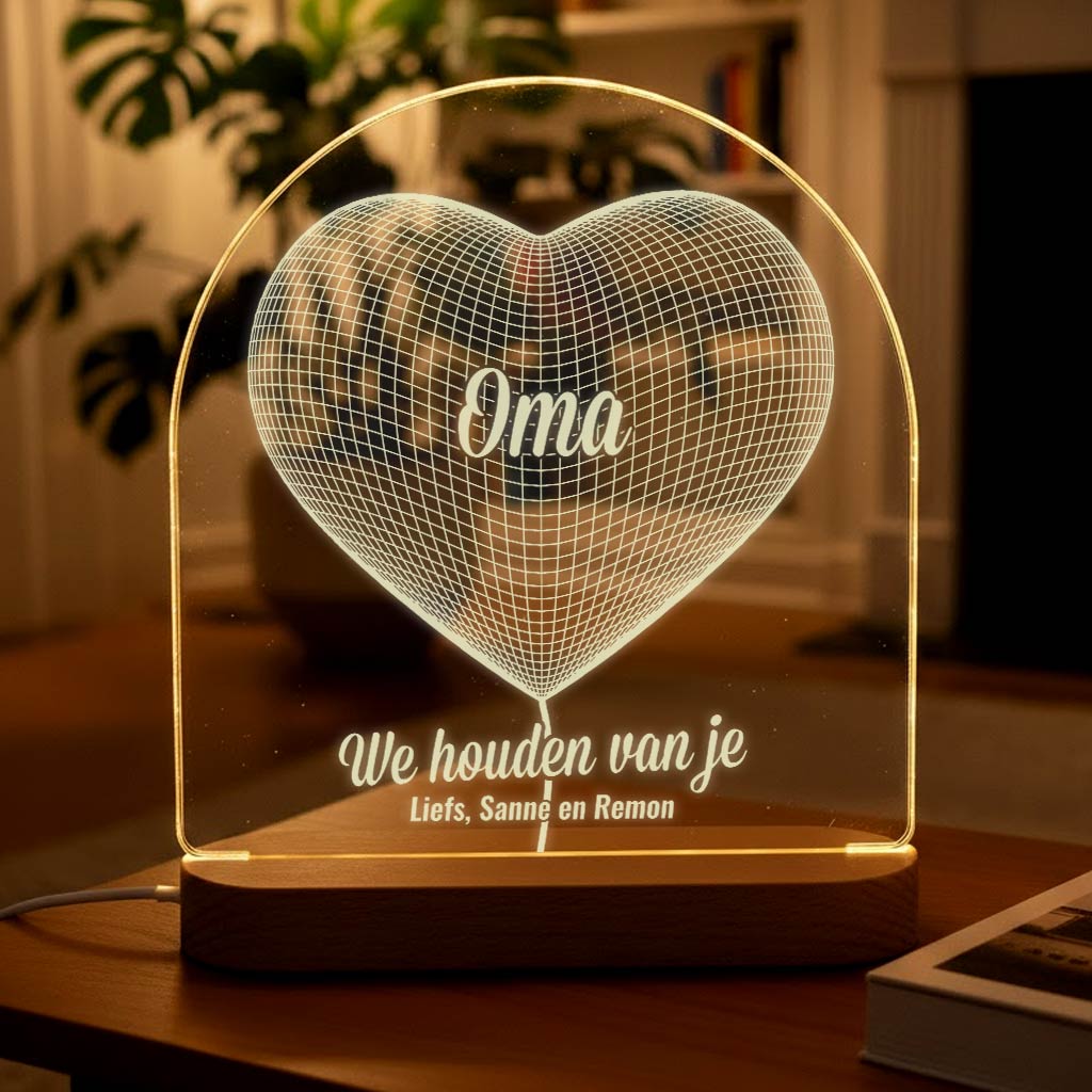 Hart Ballonlampje met naam - Bella Mia