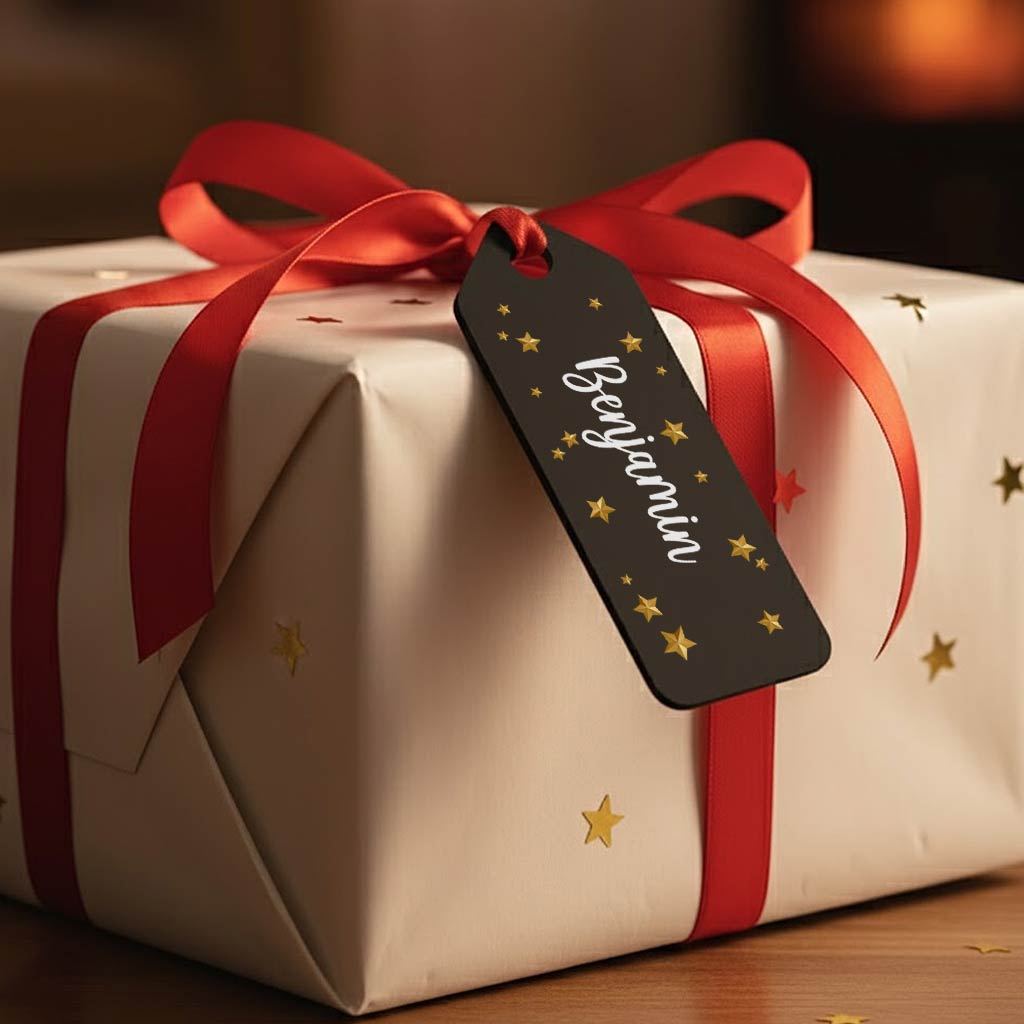 Herbruikbaar Chique Mat Zwart Naamkaartje van Plexiglas - Bella Mia