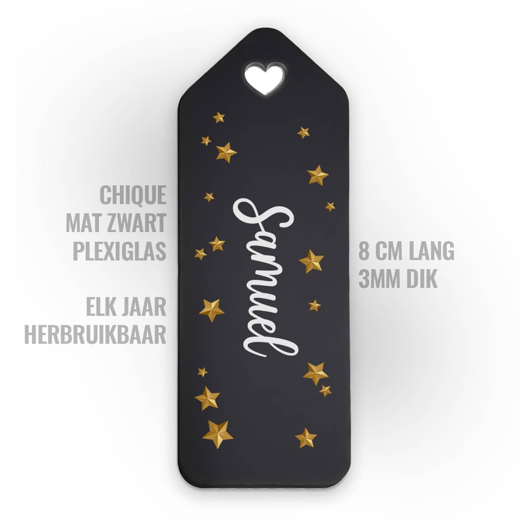Herbruikbaar Chique Mat Zwart Naamkaartje van Plexiglas - Bella Mia