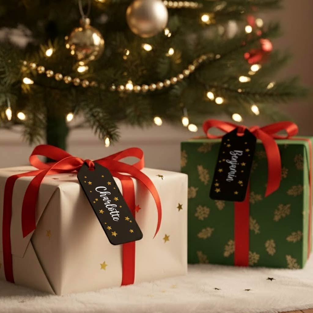 Herbruikbaar Chique Mat Zwart Naamkaartje van Plexiglas - Bella Mia