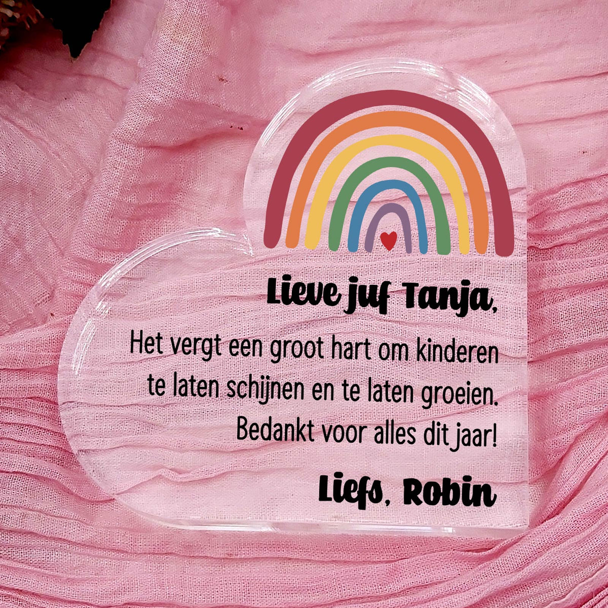 Het vergt een groot hart! - Hart van Plexi Glas - Bella Mia