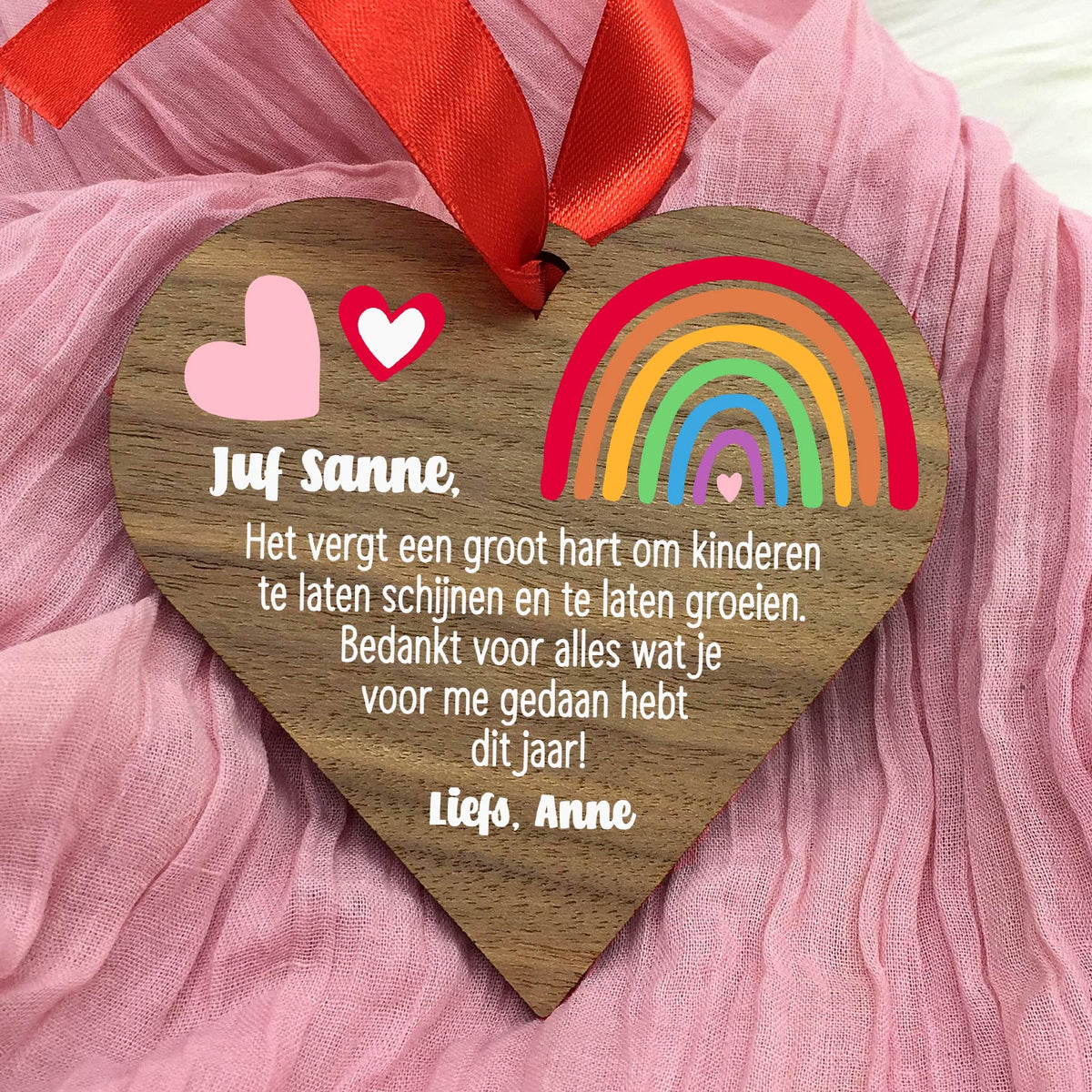 Het vergt een groot hart - Hart van walnoot hout - Bella Mia