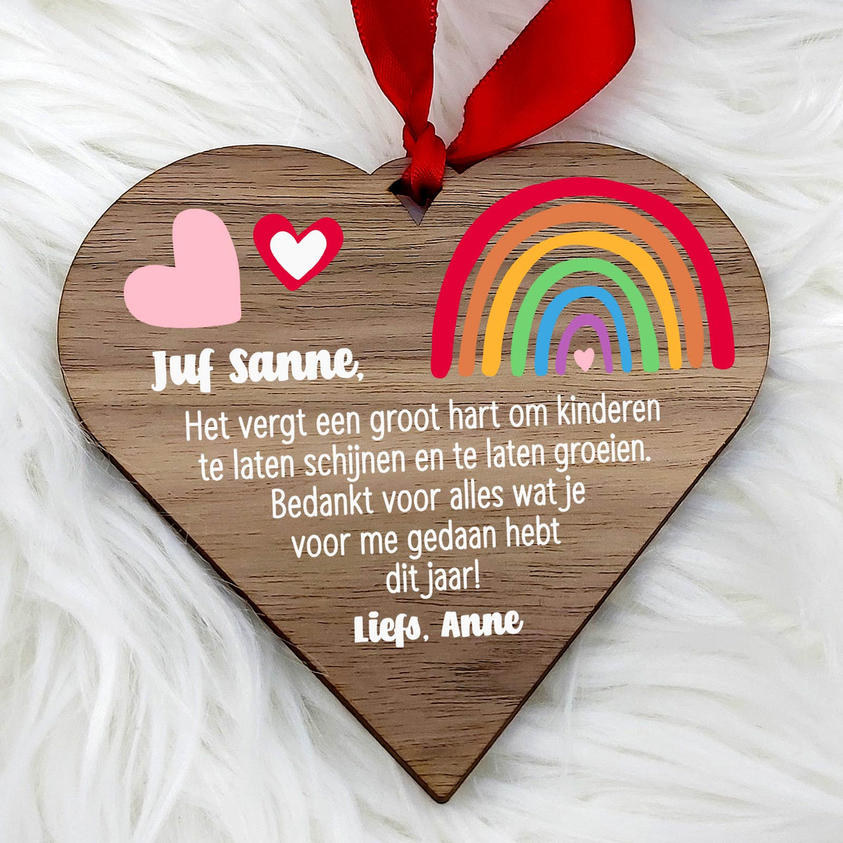 Het vergt een groot hart - Hart van walnoot hout - Bella Mia