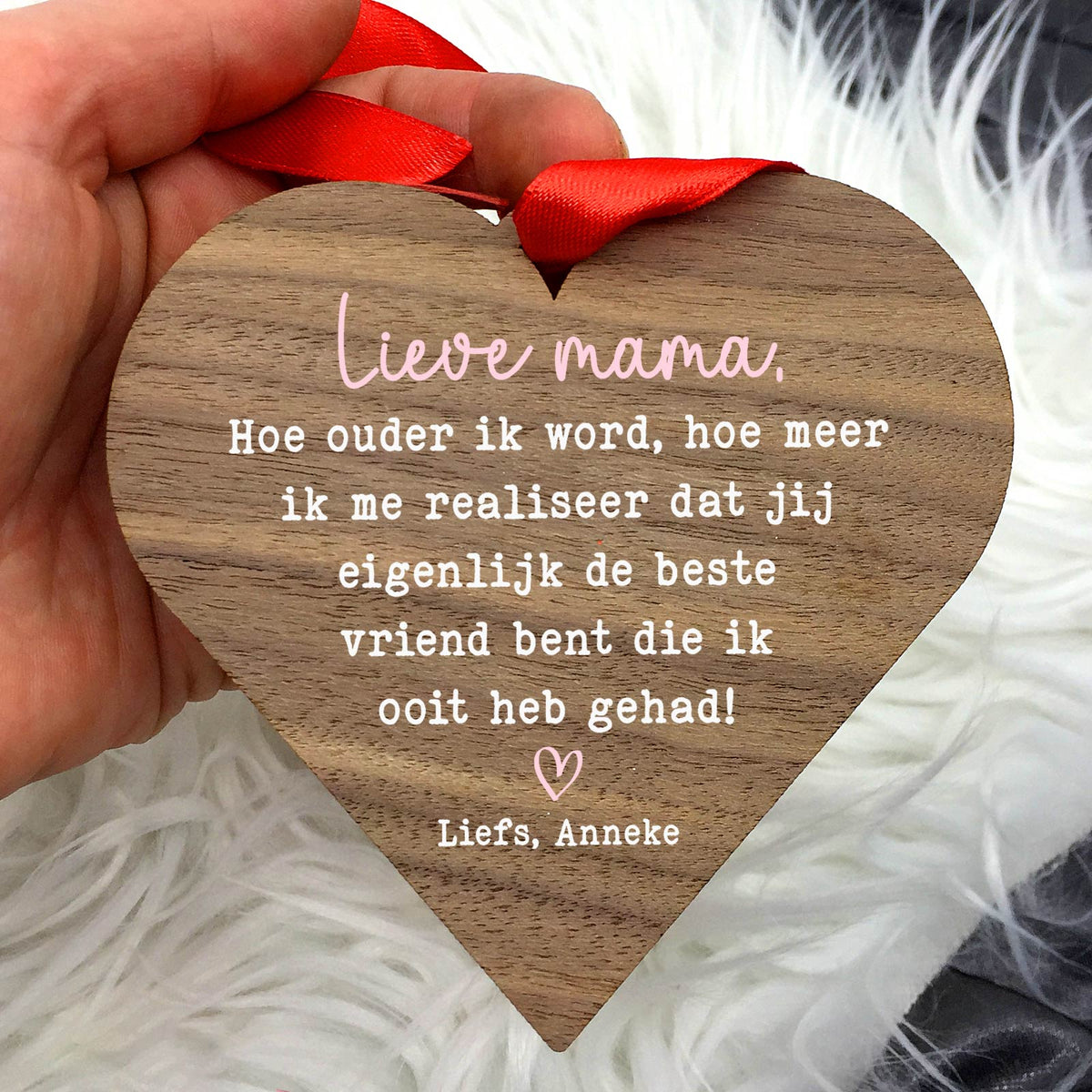 Hoe ouder ik wordt - Hart van walnoot hout - Bella Mia