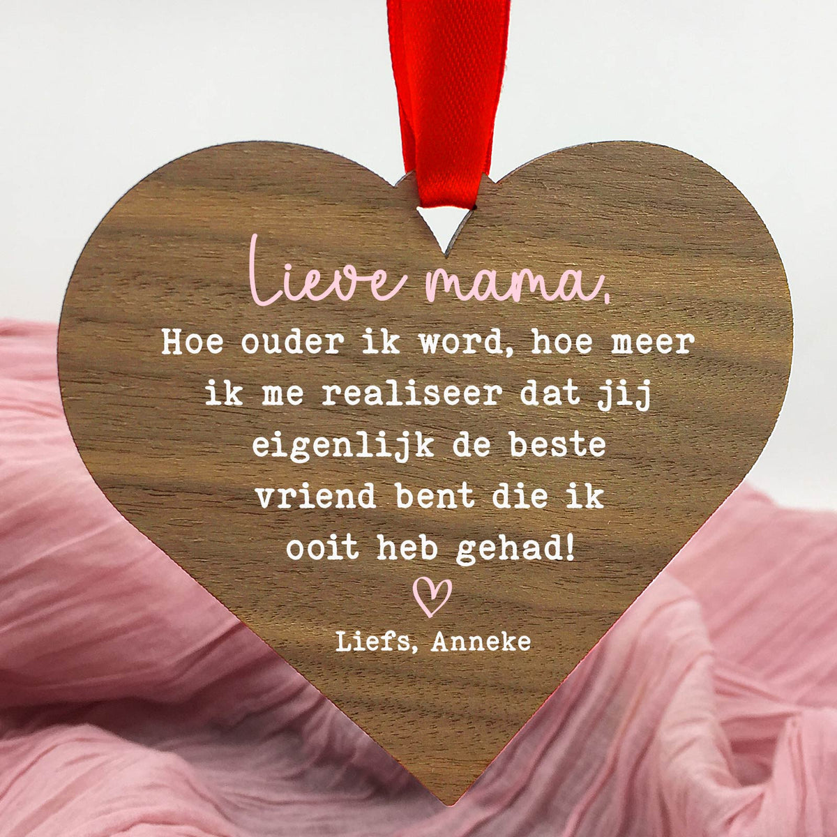 Hoe ouder ik wordt - Hart van walnoot hout - Bella Mia