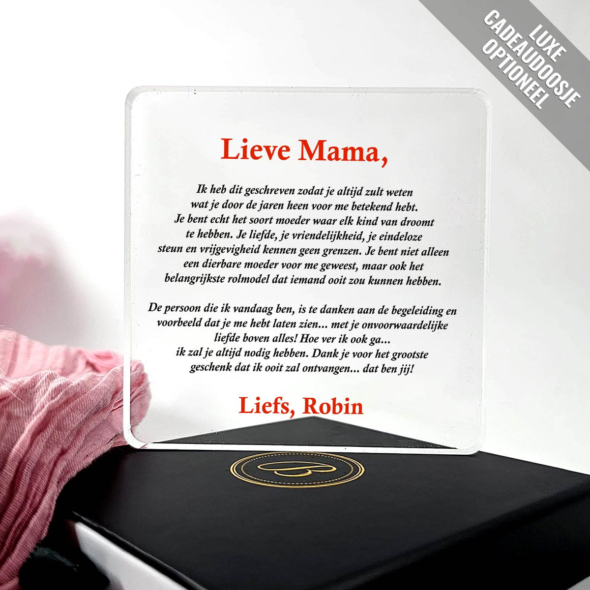 Ik heb dit Geschreven Zodat Je Altijd Zult Weten... Plexiglas Plaque - Bella Mia