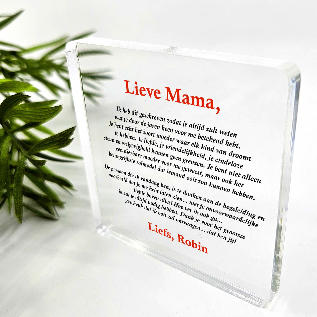 Ik heb dit Geschreven Zodat Je Altijd Zult Weten... Plexiglas Plaque - Bella Mia