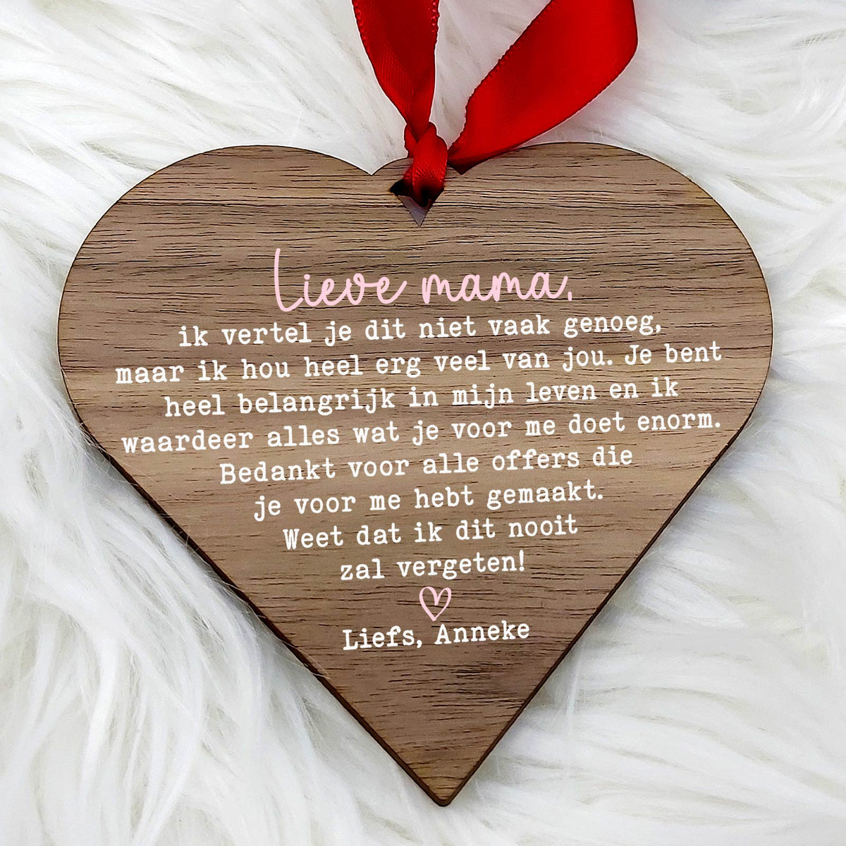 Ik vertel je dit niet vaak genoeg - Hart van walnoot hout - Bella Mia