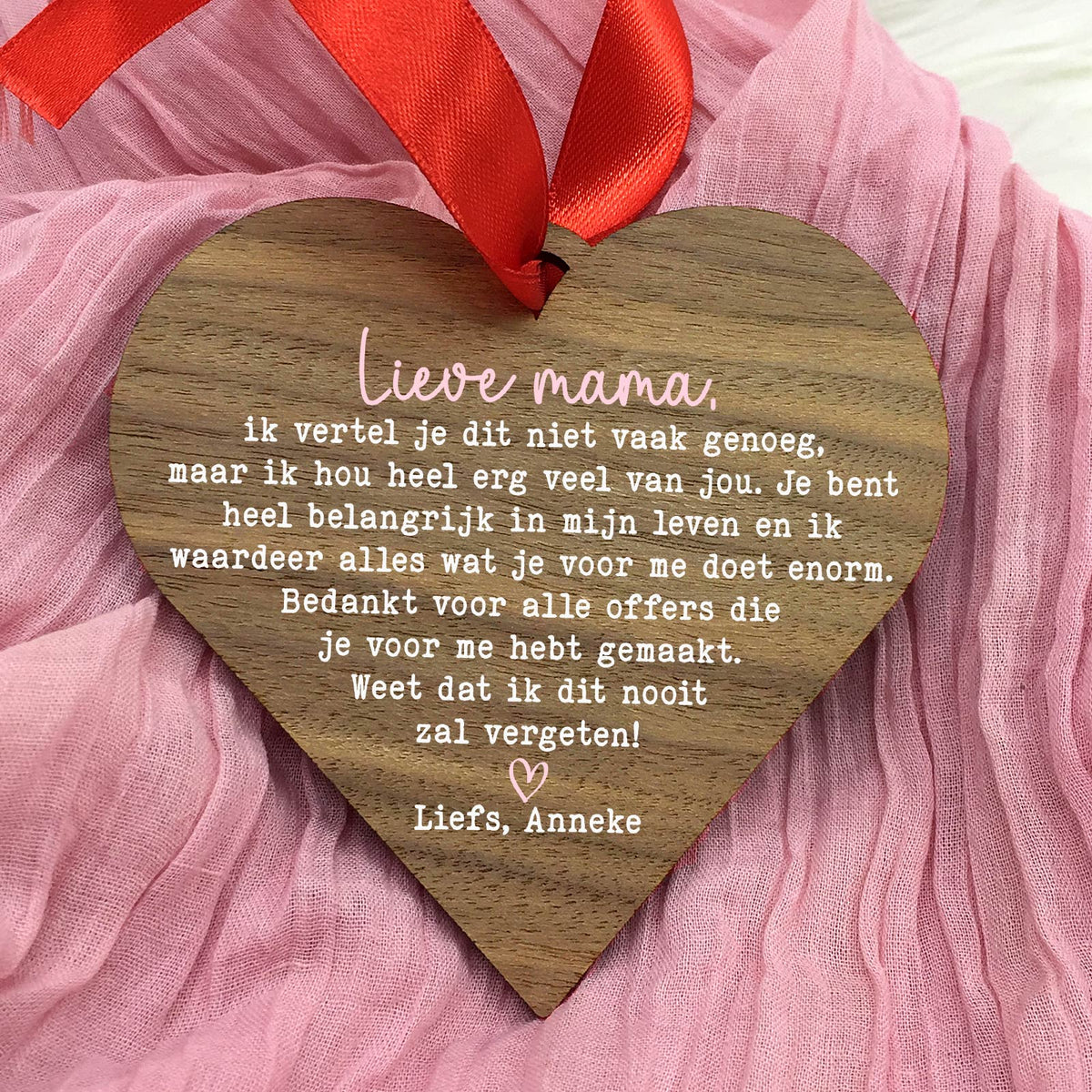 Ik vertel je dit niet vaak genoeg - Hart van walnoot hout - Bella Mia