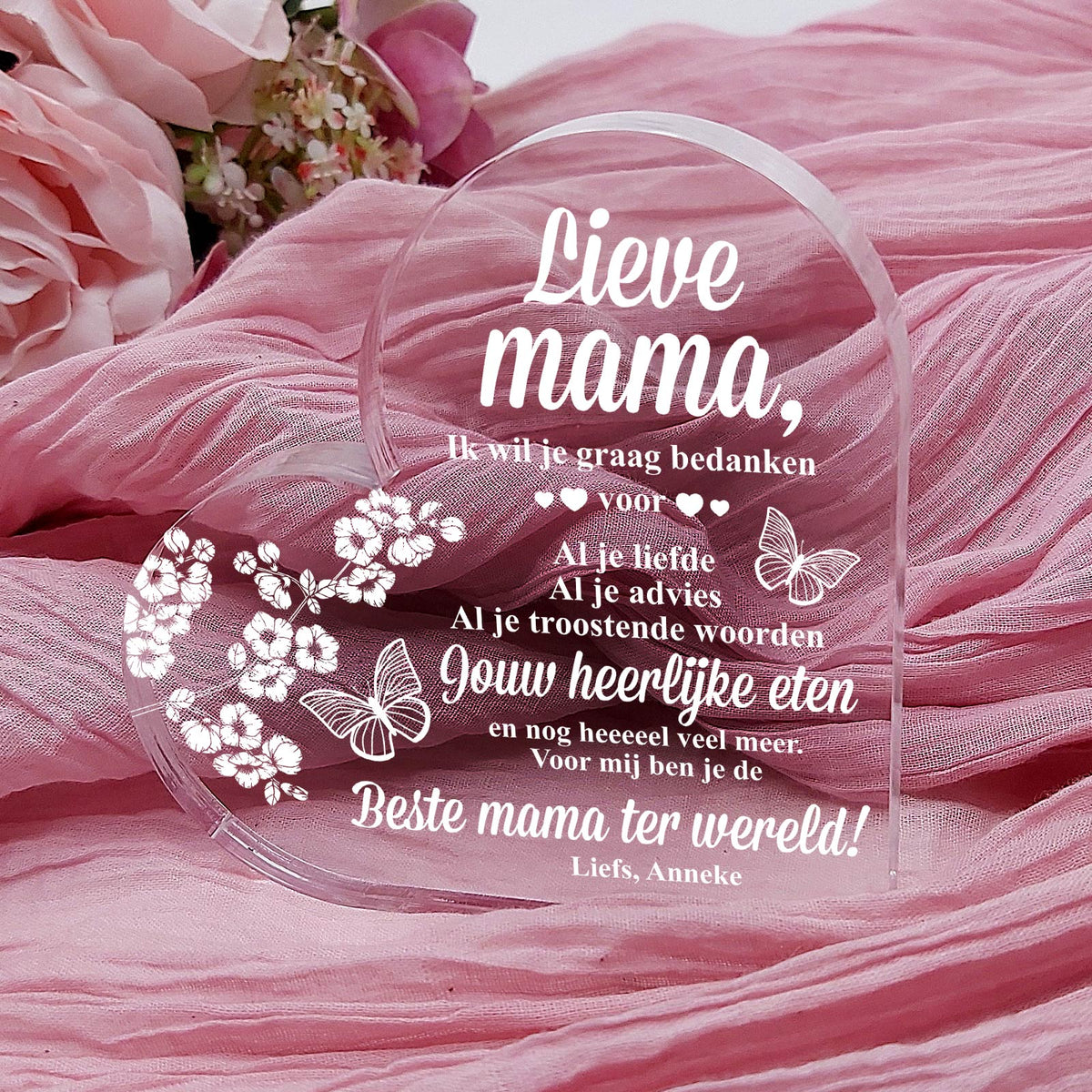 Ik wil je graag bedanken - Hart Van Plexi Glas - Bella Mia