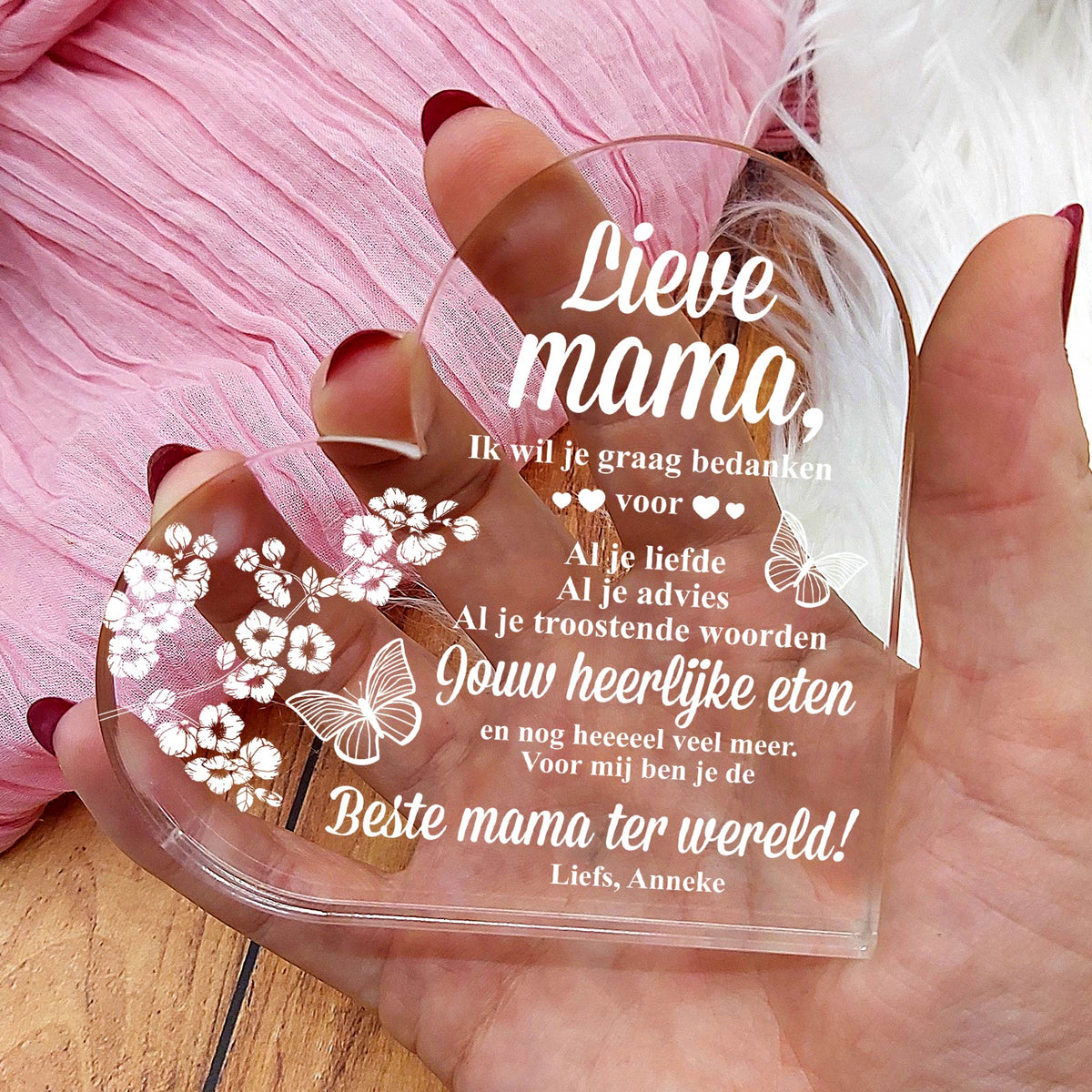 Ik wil je graag bedanken - Hart Van Plexi Glas - Bella Mia